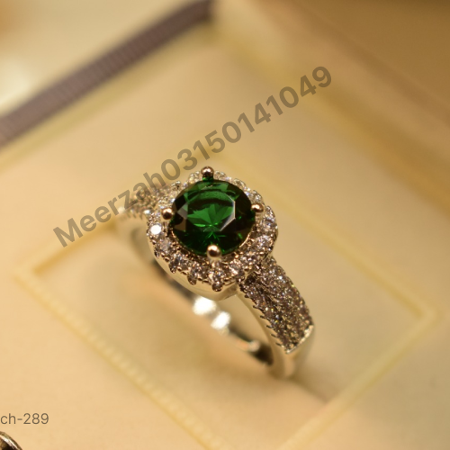 Stylish Green Stone Silver Plated Ring for Girls/Women