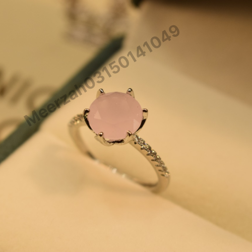 Pink Stone Silver Plated Ring for Girls/Women