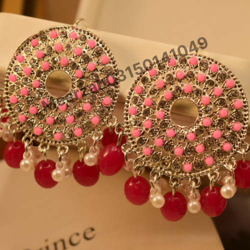 Stylish Silver Pink Coated Earrings For Girls/Women