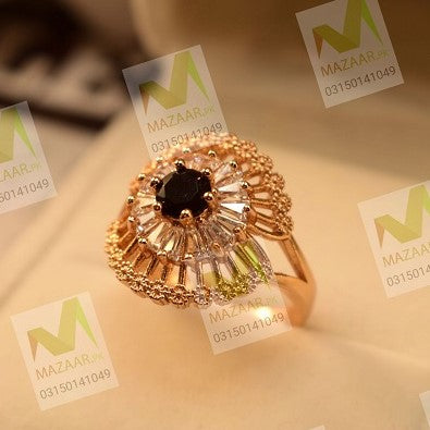 Elegant Black Zircon Crystal Ring for Girls/Women - Meerzah