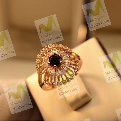 Elegant Black Zircon Crystal Ring for Girls/Women - Meerzah