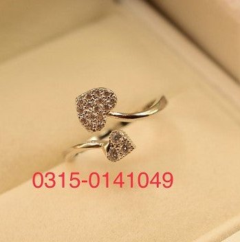 Fancy Crystal Silver Leaf Adjustable Ring for Girls/Women - Meerzah