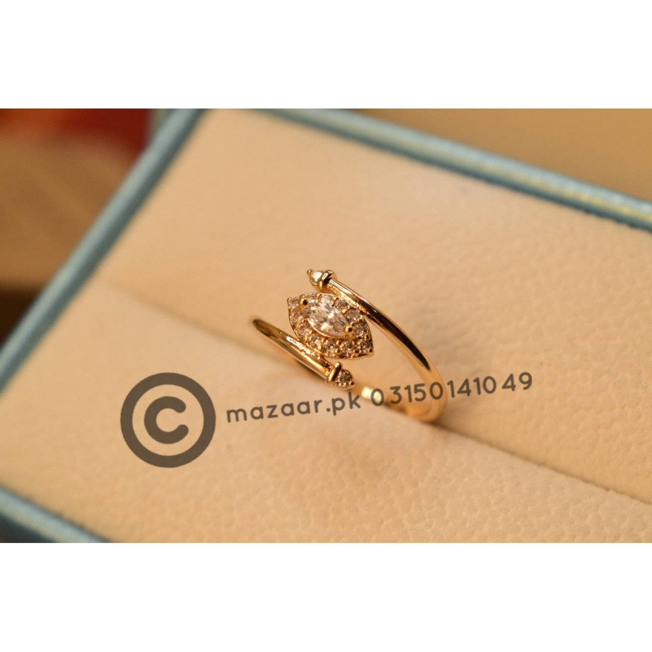 Fancy Golden Crystal Design Ring for Girls/Women - Meerzah