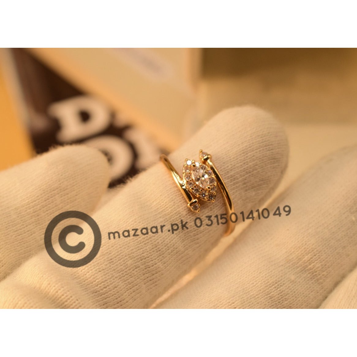 Fancy Golden Crystal Design Ring for Girls/Women - Meerzah