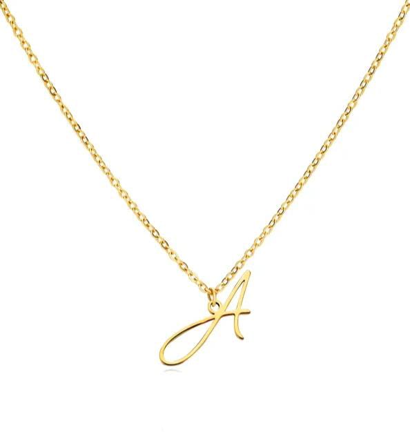 Gold Plated Letter Capital Alphabet Pendant Necklaces For Girls/Women