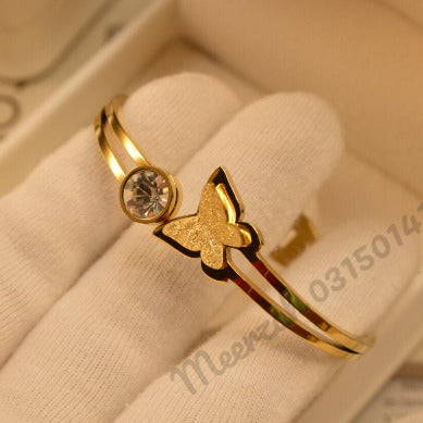 Antique Fancy Butterfly Golden Bangle Bracelet for Girls/Women - Meerzah