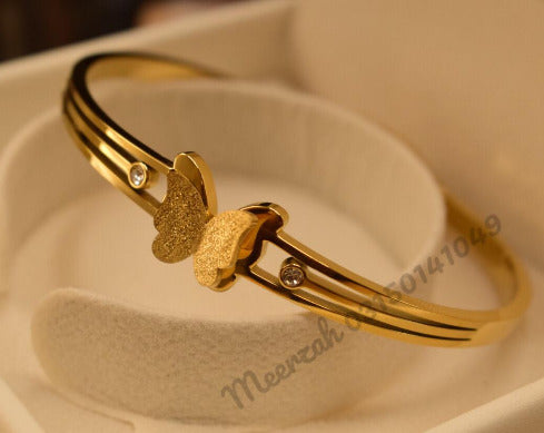 Elegant Fancy Butterfly Golden Bangle Bracelet for Girls/Women - Meerzah