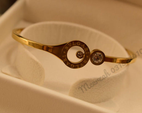 Beautiful Fancy White crystal Golden Bangle Bracelet for Girls/Women - Meerzah