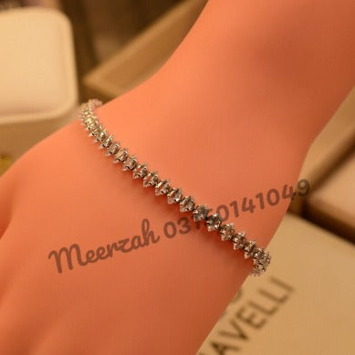 Stylish Fancy Zircon Crystal Silver Bracelet for Girls/Women - Meerzah