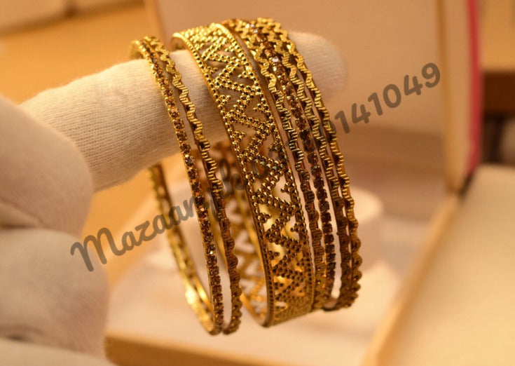 Beautiful Fancy Set of Golden Bangle for Girls/Women - Meerzah