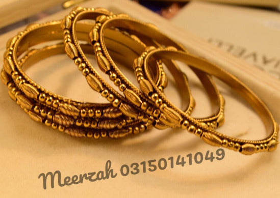 Fance Stylish Design Gold Bangles for Girls/Women - Meerzah