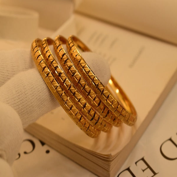 18k Fancy Design Elegant Gold Plated Bangles set for Girls/Women