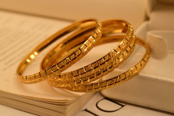 18k Fancy Design Elegant Gold Plated Bangles set for Girls/Women