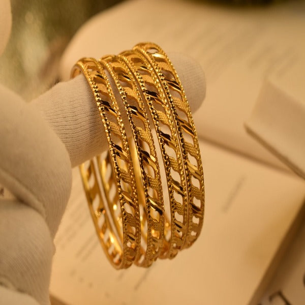 18k Fancy Design Fancy Gold Plated Bangles set for Girls/Women