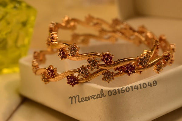 Stylish Karay Maroon Gold Design Bangles Set for Girls/Women