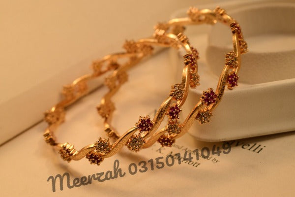 Stylish Karay Maroon Gold Design Bangles Set for Girls/Women