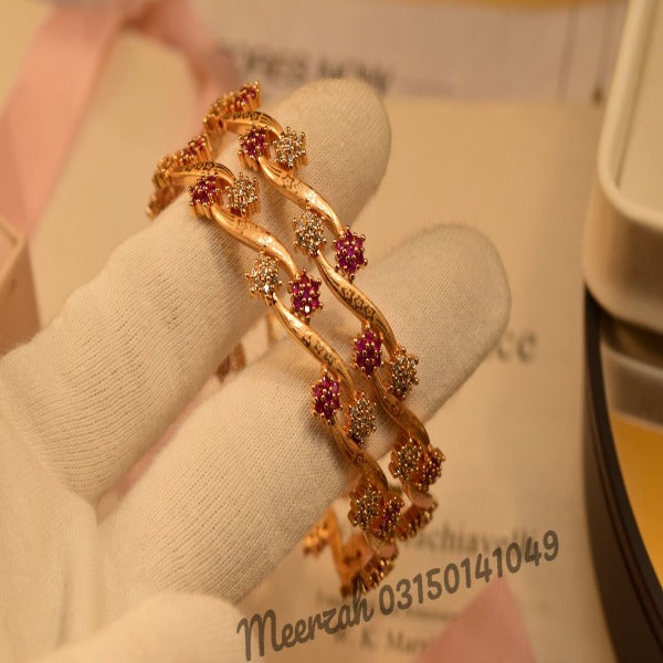 Stylish Karay Maroon Gold Design Bangles Set for Girls/Women