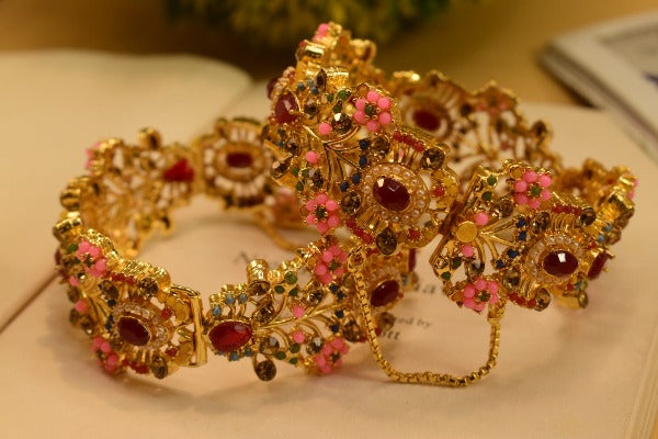 Stylish Karay Maroon Gold Design Bangles Set for Girls/Women