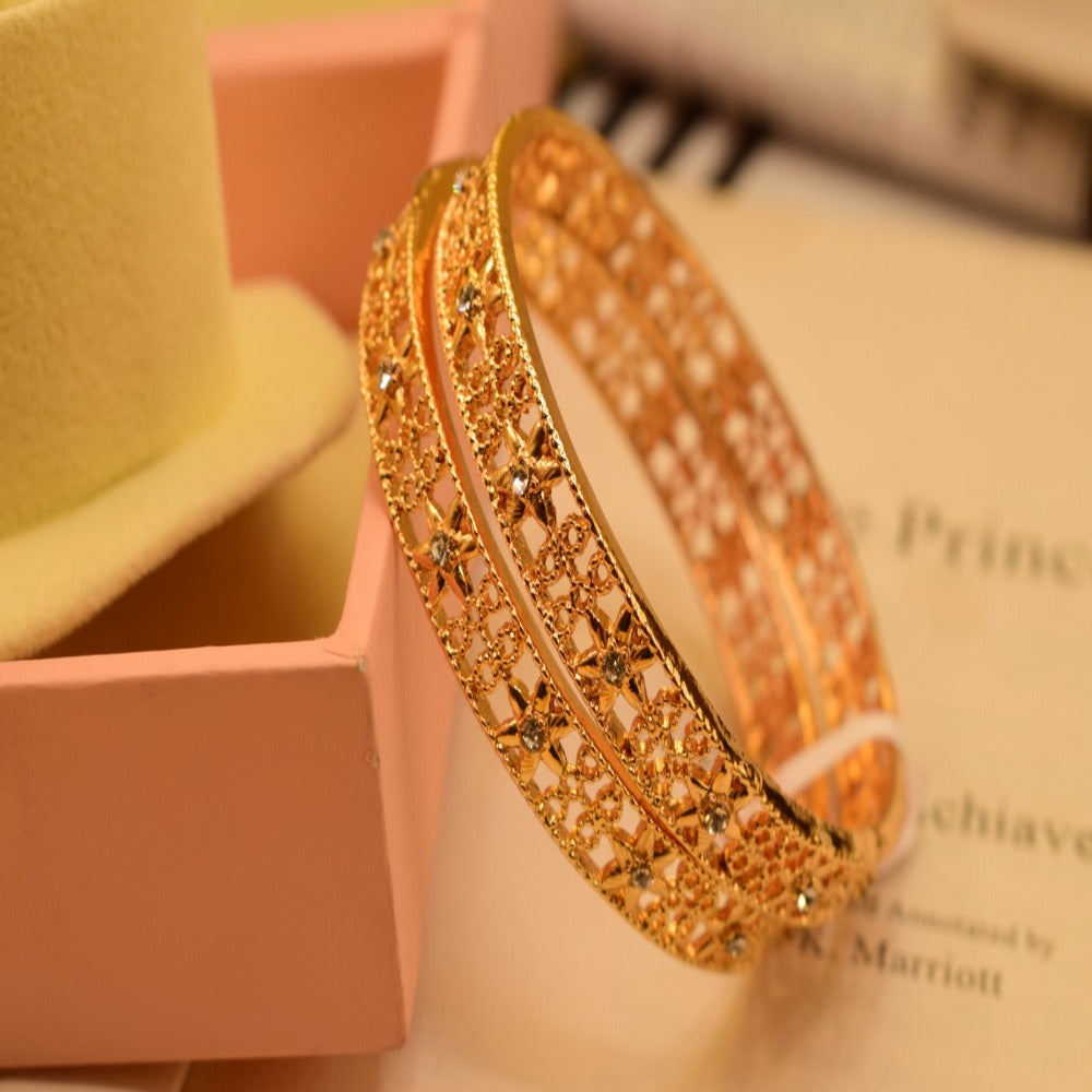 18k Elegant Design Stylish Gold Plated Bangles set for Girls/Women