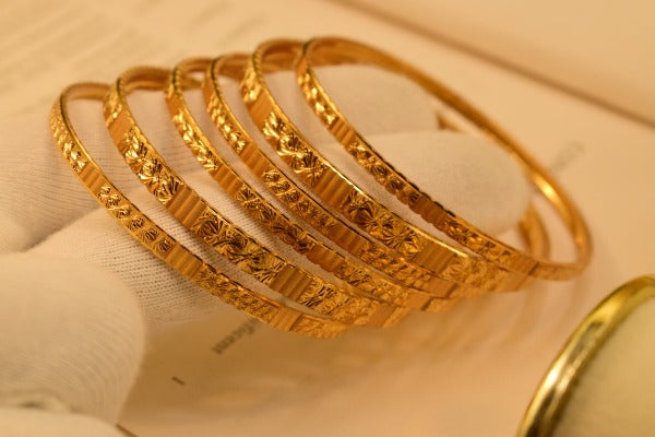 18k Gold Unique Design Indian Gold Plated Bangles set for Girls/Women