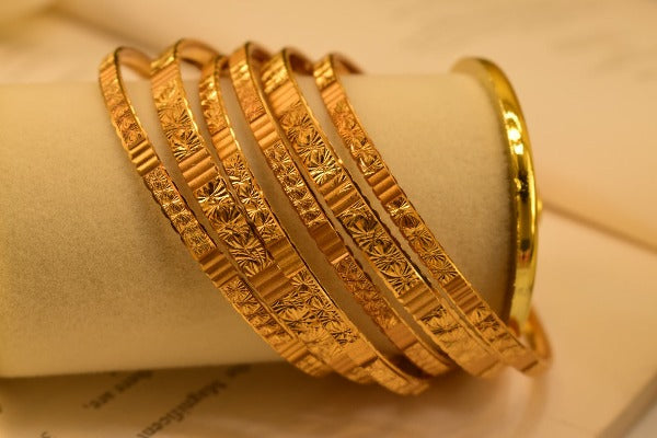 18k Gold Unique Design Indian Gold Plated Bangles set for Girls/Women