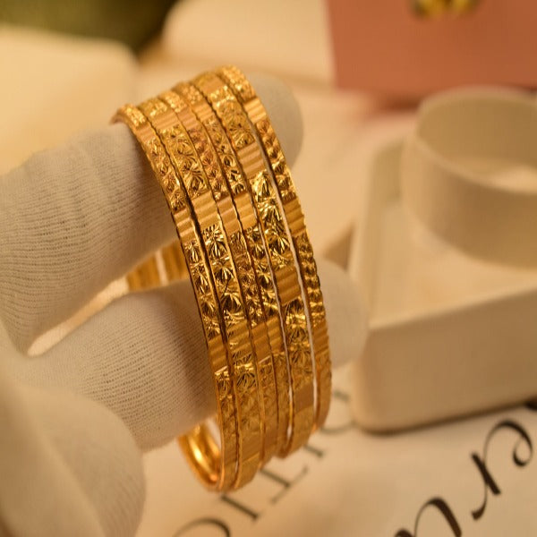 18k Gold Unique Design Indian Gold Plated Bangles set for Girls/Women