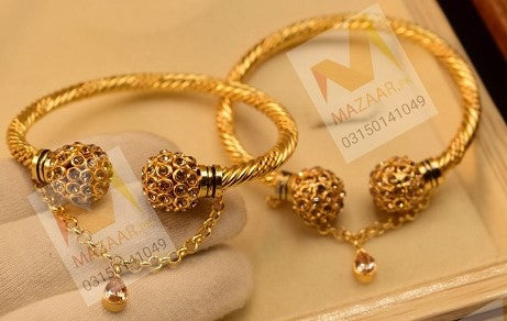 Elegant Crystal Zircon Golden Bangles for Girls/Women - Meerzah