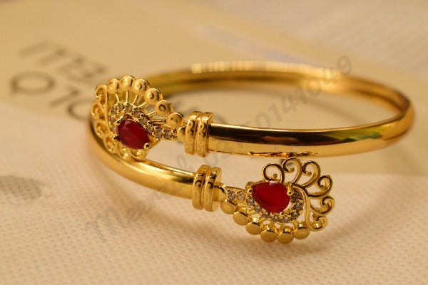 Stunning Single Kara Maroon Gold Design Bracelet for Girls/Women - Meerzah