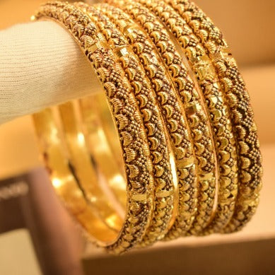 Stylish Elegant Golden Design Bangles Set for Girls/Women - Meerzah