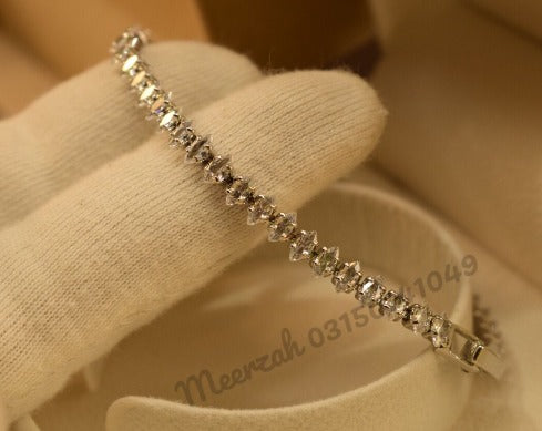 Elegant Fancy crystal Silver Bracelet for Girls/Women - Meerzah