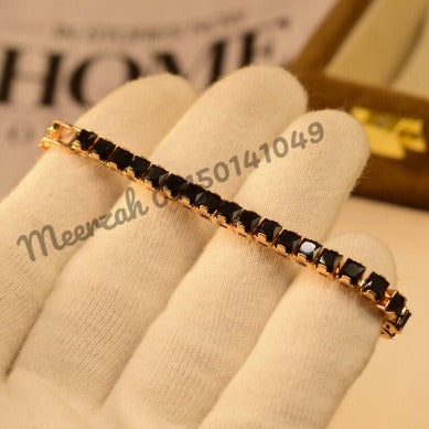 Stylish Sharp Black Stone Crystal Golden Bracelet for Girls/Women