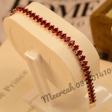 Elegant Sharp Red Stone Crystal Golden Bracelet for Girls/Women