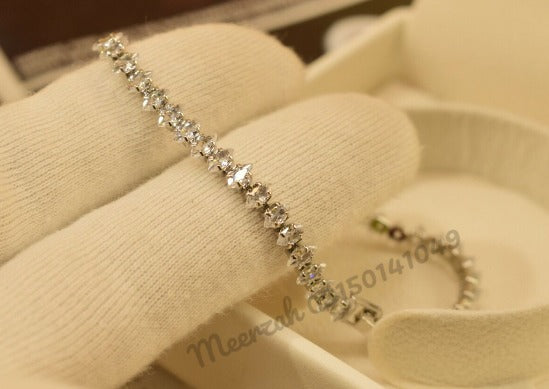 Elegant Fancy crystal Silver Bracelet for Girls/Women - Meerzah