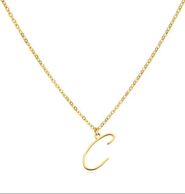 Gold Plated Letter Capital Alphabet Pendant Necklaces For Girls/Women