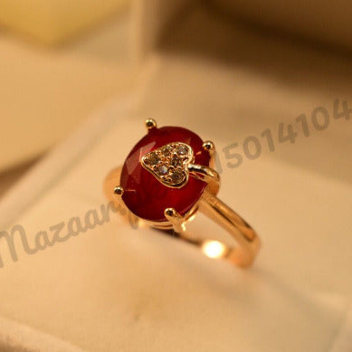 Antique Red Zircon Golden Crystal Ring for Girls/Women - Meerzah