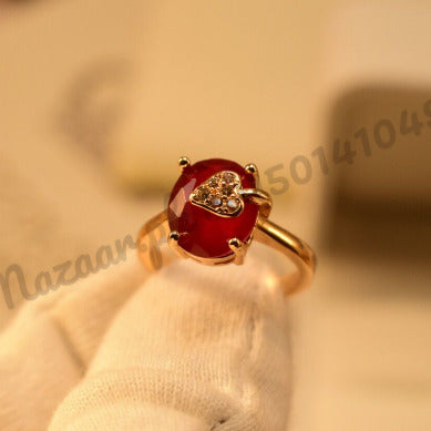 Antique Red Zircon Golden Crystal Ring for Girls/Women - Meerzah