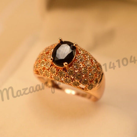 Antique Black Zircon Crysta Golden Ring for Girls/Women - Meerzah