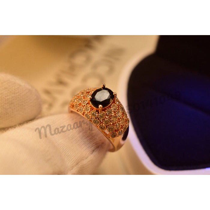 Antique Black Zircon Crysta Golden Ring for Girls/Women - Meerzah