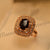 Elegant Black Zircon Crystal Golden Ring for Girls/Women - Meerzah