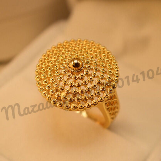 Fancy Unique Round Golden Ring for Girls/Women - Meerzah