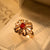 Fancy Maroon Stone Gold Plated Crystal Ring for Girls/Women - Meerzah