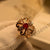 Fancy Maroon Stone Gold Plated Crystal Ring for Girls/Women - Meerzah