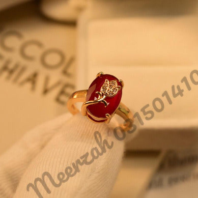 Elegant Red Small Stone Gold Plated Crystal Ring for Girls/Women - Meerzah