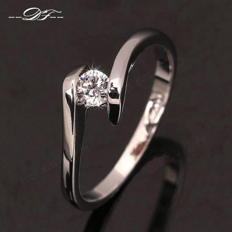 Elegant Diamond Cut Stone Silver Plated Crystal Ring for Girls/Women - Meerzah