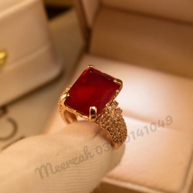 Stylish Maroon Square Zircon Crystal Ring for Girls/Women - Meerzah