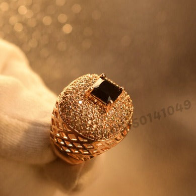 Elegant Black Square Zircon Crystal Ring for Girls/Women - Meerzah