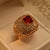 Elegant Champagne Square Zircon Crystal Ring for Girls/Women - Meerzah