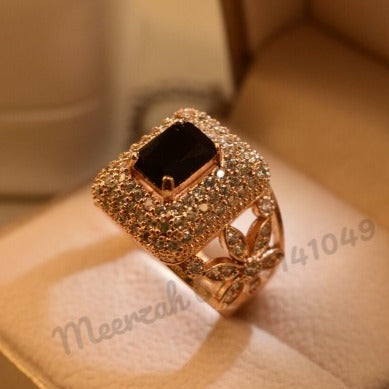 Sparkling Black Square Zircon Crystal Ring for Girls/Women - Meerzah