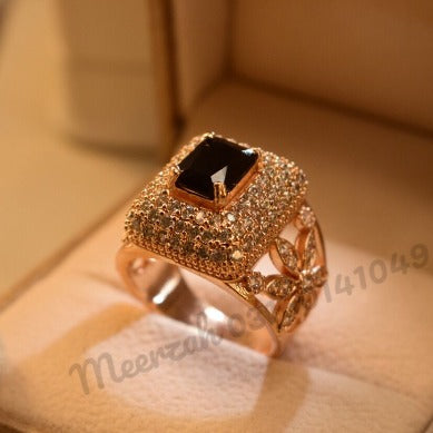 Sparkling Black Zircon Crystal Ring for Girls/Women - Meerzah