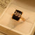 Beautiful Gold Unique Design Black Stone Ring for Girls/Women - Meerzah